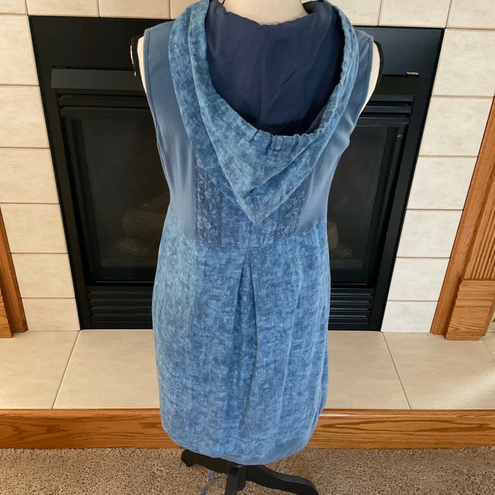 Blu No.9 Linen & Cotton Fully Lined Sleeveless Hooded Quarter-Zip Dress, Sz S/P - Picture 5 of 11